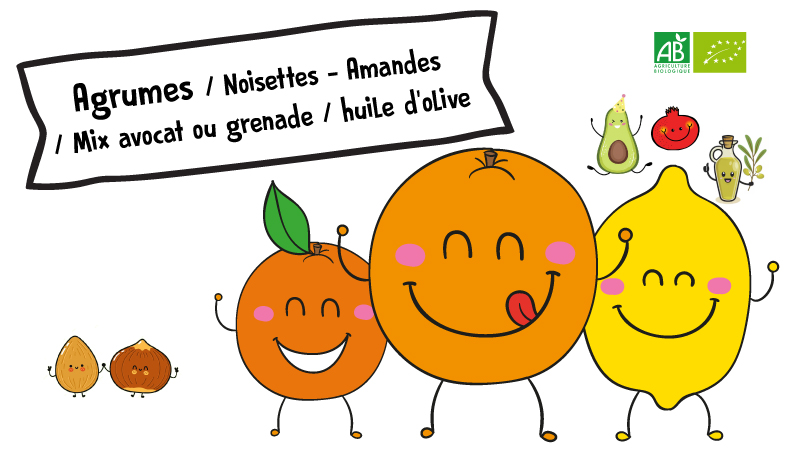Vente d’agrumes / noisettes – amandes / huile d’olive BIO à l’école avant les vacances de Noël